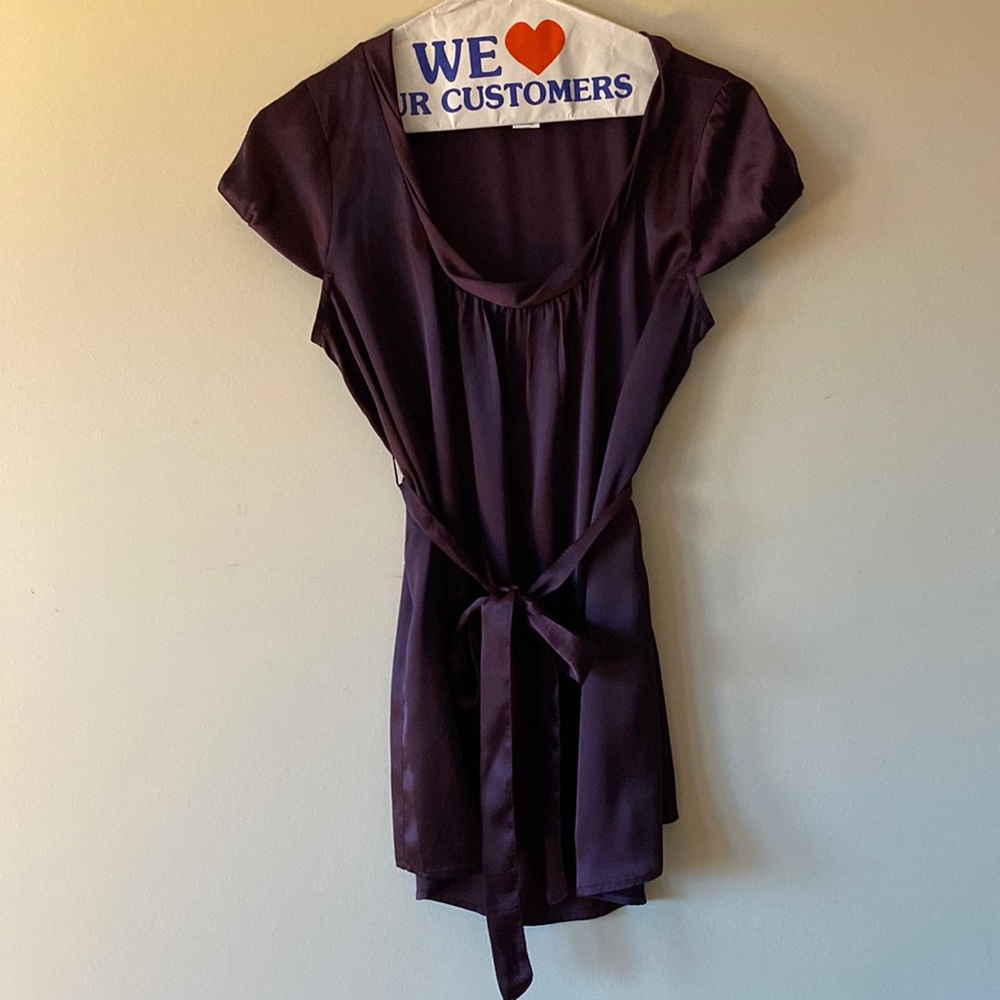 Motherhood Maternity purple tie silky blouse - S